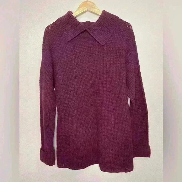 FREE PEOPLE Sidewinder Wool Pullover Berry Size Large NWT - Picture 5 of 6